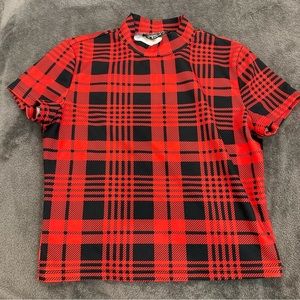 Red and black shein top